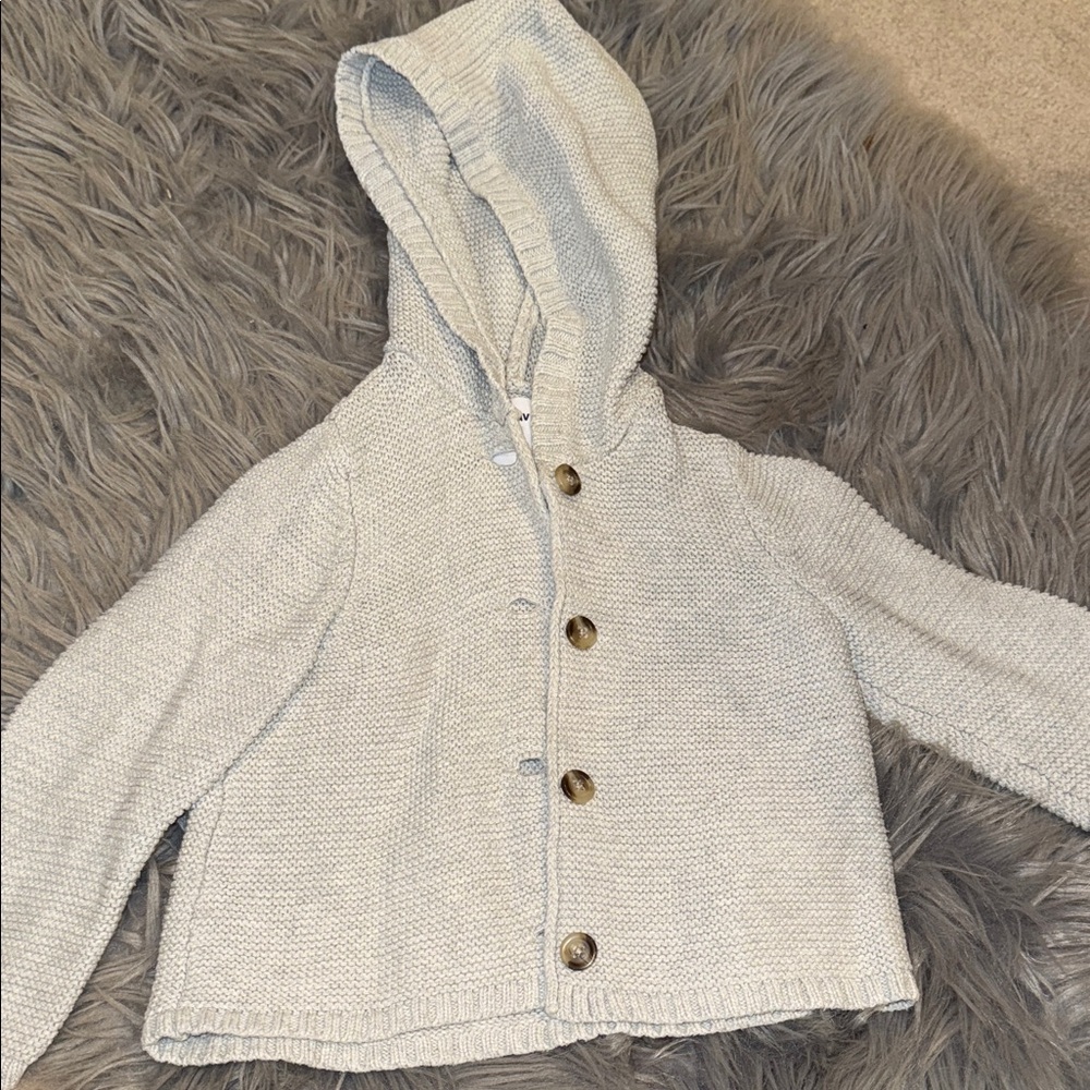 Old Navy Light Gray Kids Hooded Cardigan